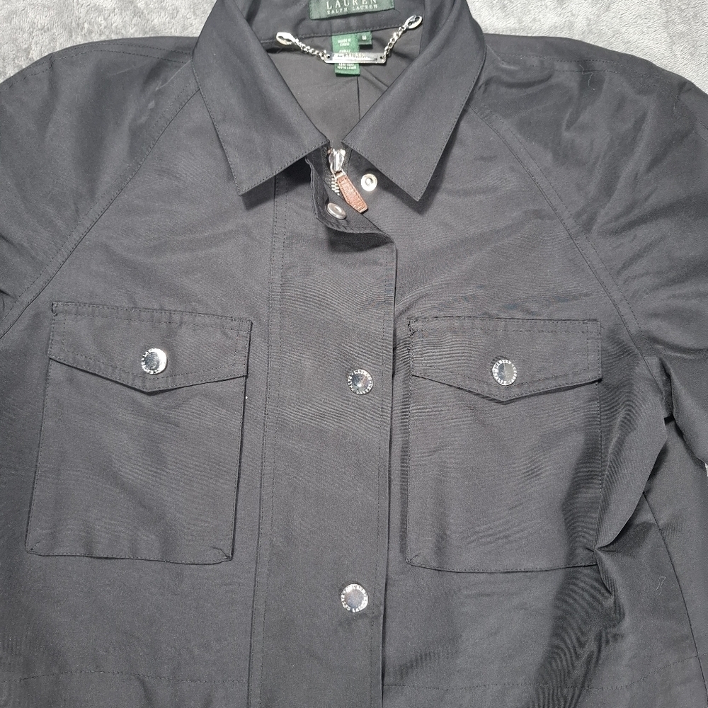Lauren Ralph Lauren Women's Full Zip Coat Jacket Size M Leather Trim Casual - Picture 6 of 12